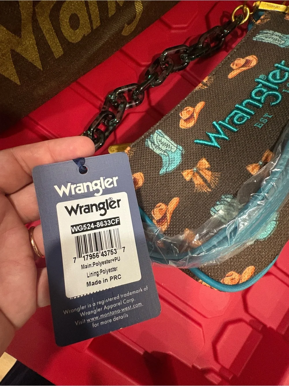 NWT Wrangler Rodeo Icons Coffee Western Y2K Baguette Shoulder Bag
